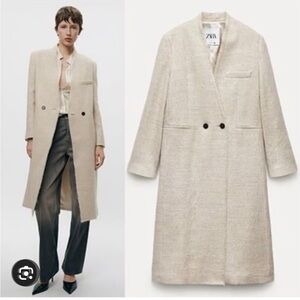 Zara Beige Trench Coat made in Italy fabrics